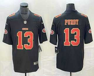 Mens San Francisco 49ers #13 Brock Purdy Black Red 2021 Vapor Untouchable Stitched Limited Jersey